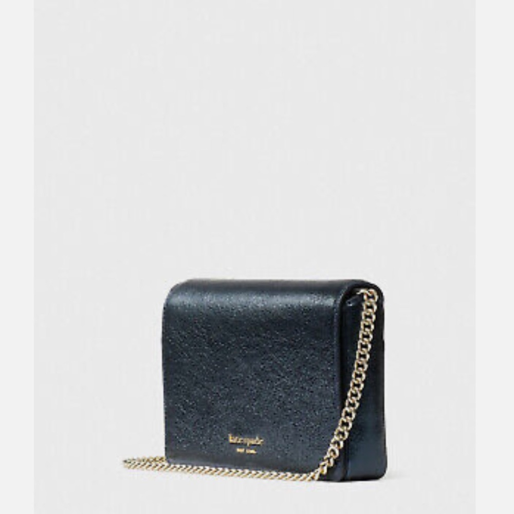Kate Spade Spencer Metallic Chain Wallet Crossbody~Metal Night~NWT